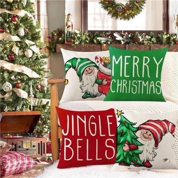 4 Pcs Christmas Pillow Covers | Christmas Decorations 18x18 Inch - Picture 2 of 7